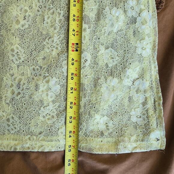 Open Edit Yellow Floral Sheer Lace Maxi Dress M Deep V Back Cottage Boho Y2K - Picture 11 of 11